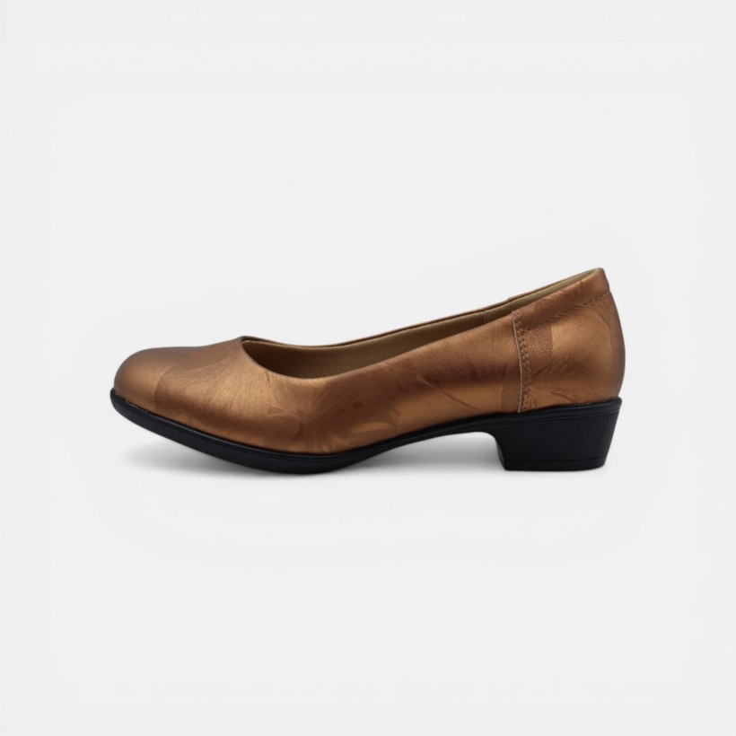 Sylva Low Heel Pumps - Brown Floral