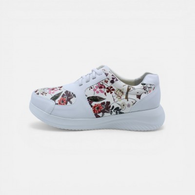 Vira Wide Fit Slip-ons - Floral White