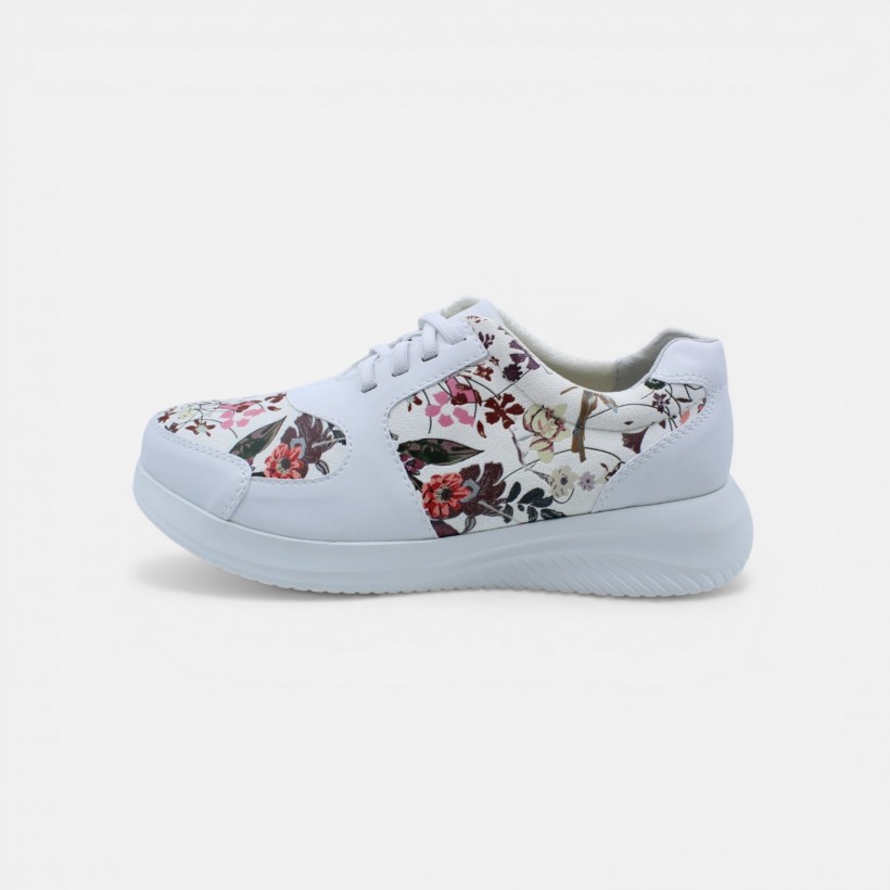 Vira Wide Fit Slip-ons - Floral White