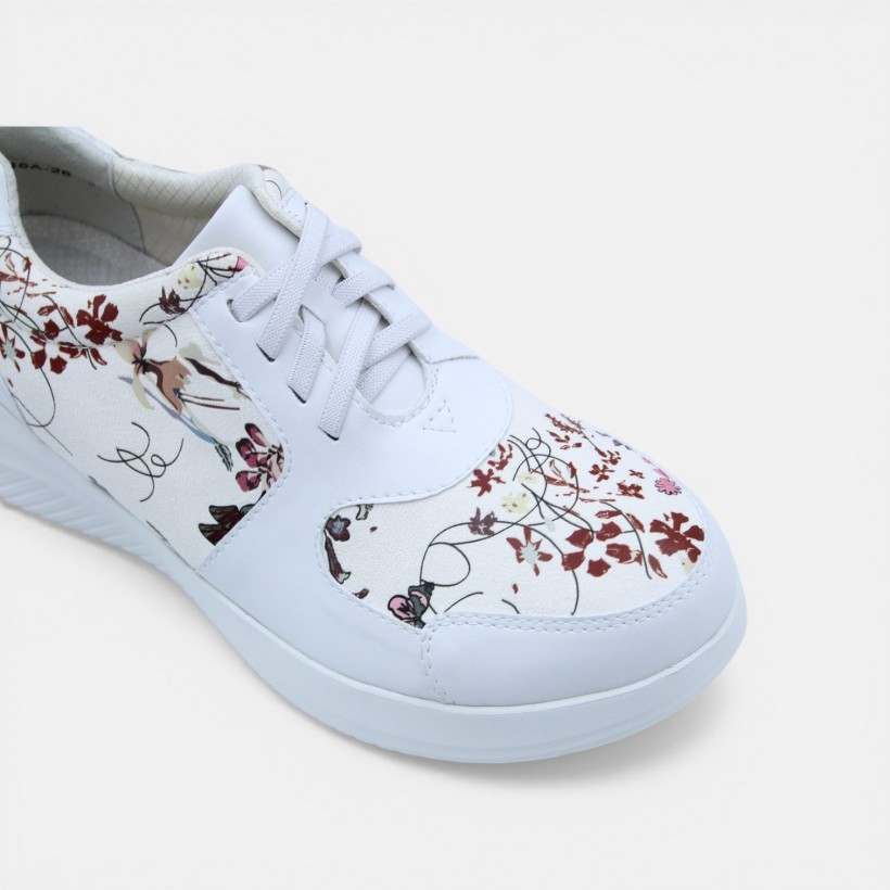 Vira Wide Fit Slip-ons - Floral White
